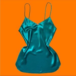 Vintage Satin Teal Slip Dress